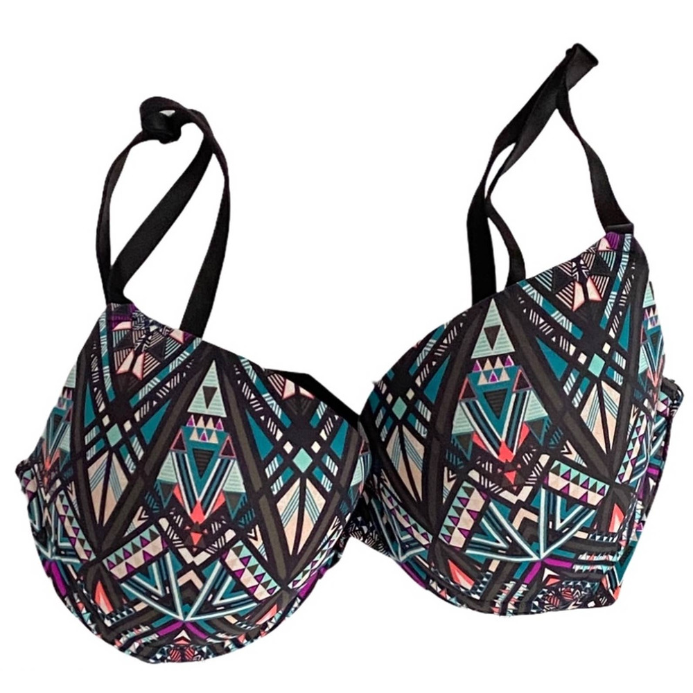 PINK Victoria's Secret Woman's Size 32DD Black Pink Wear Everywhere Push Up Bra